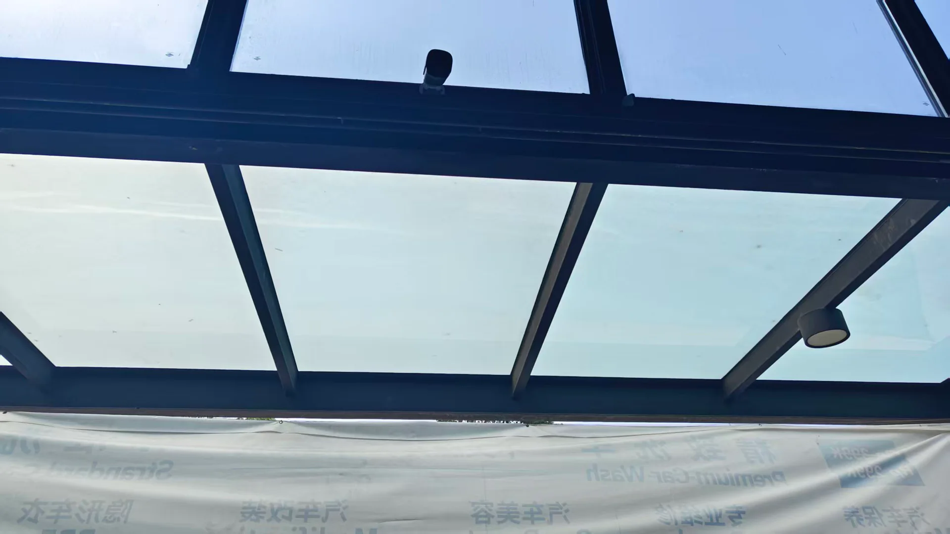 CCTV camera installed on the upper structure of a commercial area